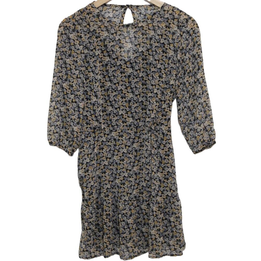 Womens Abercrombie & Fitch Blue Yellow Floral Print Keyhole Dress Size XS